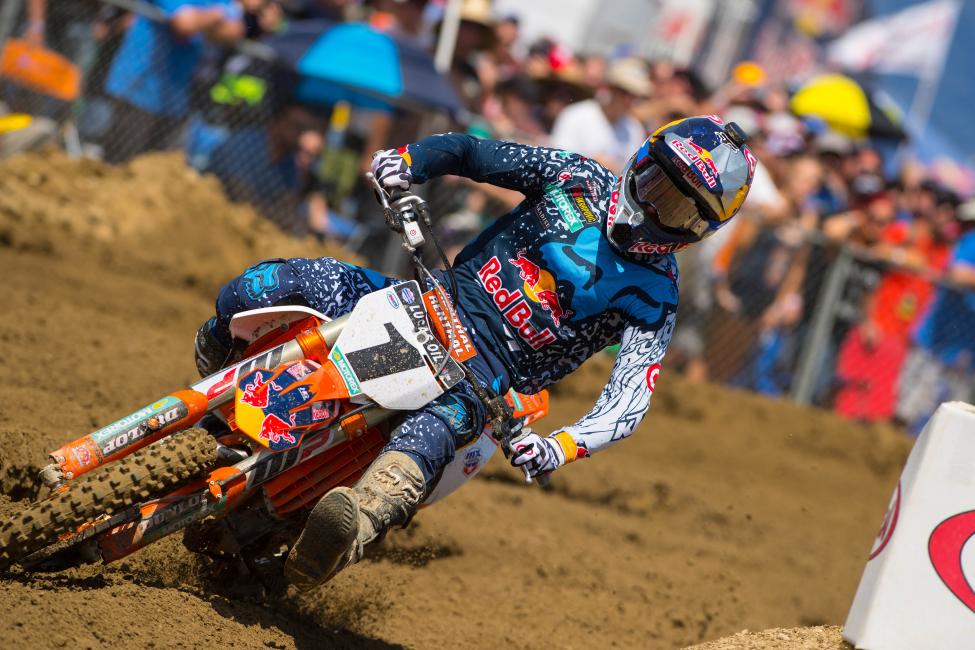 Dungey has his first win of the 2016 season and has closed to within two points of Roczen in the 450 Class standings. Photo: Simon Cudby