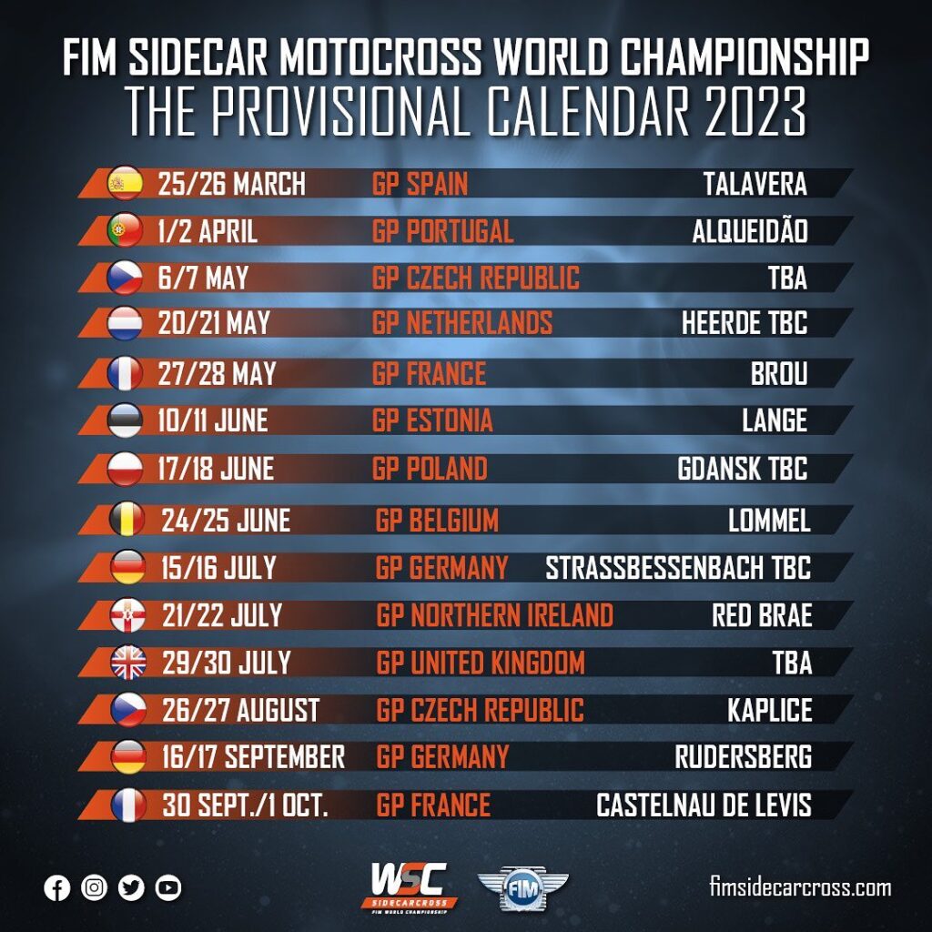 2023 FIM Sidecarcross Championship Calendar Live Motocross