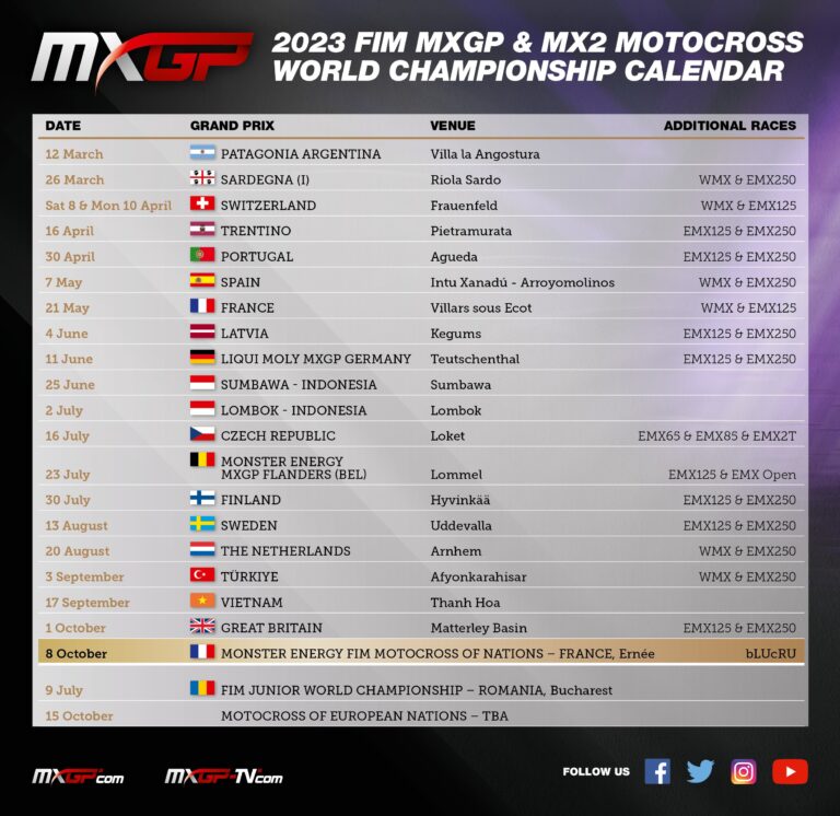 Date changes for MXGP Calendar Live Motocross